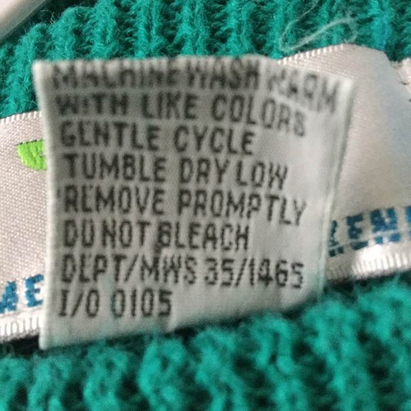Vintage 90s Men's Sweater Knit American Weekend Teal Green Size XL - Picture 12 of 12